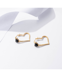 French Retro Minimalism Heart Miniature Zirconium Inset Stainless Steel Earrings Wholesale