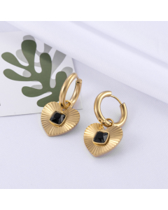 High Quality Fashion French Retro Heart Miniature Zirconium Inset Stainless Steel Earrings