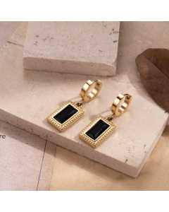 Vintage Square Miniature Zirconium Inset Stainless Steel Earrings Fine Jewelry Wholesale
