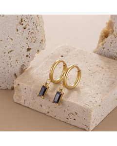 Minimalism Square Miniature Zirconium Inset Stainless Steel Earrings Wholesale
