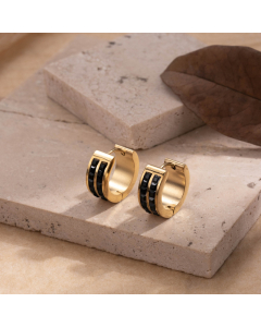 Gold Plated Geometric Miniature Zirconium Inset Stainless Steel Earrings Wholesale
