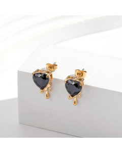 Novelty Heart Miniature Zirconium Inset Stainless Steel Earrings Colorza Jewelry Wholesale