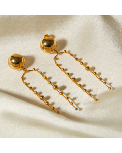 Wholesale 18K Gold Stainless Steel Earrings Hemisphere Beads Pendant Earrings