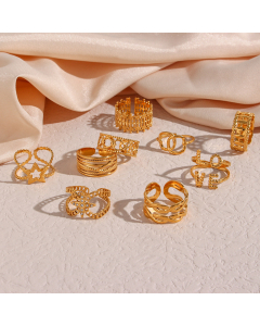 Wholesale Fine Jewelry High Quality Minimalism Hollow Ring Stainless Steel Braid Open Ring