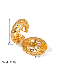 INS Style New Fashion Personality 18K Gold Hollow C-shaped Stainless Steel Earrings