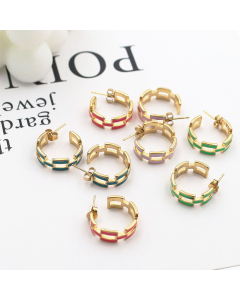 Wholesale Stainless Steel Earrings Geometric Hollow Chain Drop Oil Earrings