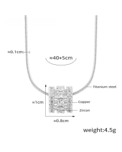 Steel Color Hollow Cylinder Zircon Inlaid Snake Bone Chain Necklace Wholesale Stainless Steel Pendant Necklace