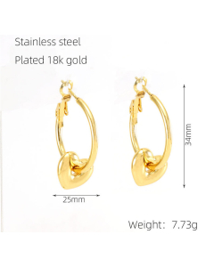 High Quality Stainless Steel Hollow Design Love Star Earrings Plated 18K Gold Heart Earrings 