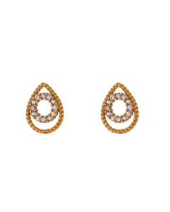 Fashion Hollow Water Drop Zircon Inlaid Stainless Steel Earrings