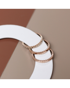 Fashion Honeycomb Full Diamond Round Geometric Ring Stainless Steel Three-piece Set