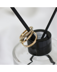 Minimalism Honeycomb Full Diamond Round Geometric Ring Stainless Steel Three-piece Set