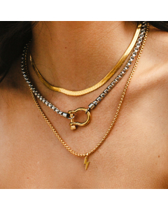Wholesale Stainless Steel Box Chain Necklace Horseshoe Buckle Necklace