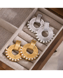 Wholesale Stainless Steel Earrings Imitation Pearl Round Earrings 
