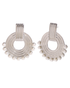 Steel Color Plated 18K Gold Imitation Pearl Round Stainless Steel Earrings 