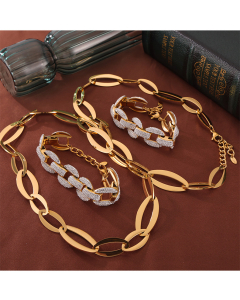 Inlaid Czech Diamond Bracelet Wholesale Stainless Steel Interlocking Necklace