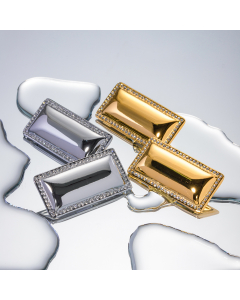Wholesale 18K Gold Stainless Steel Earrings Inlay Diamond Smooth Rectangular Earrings