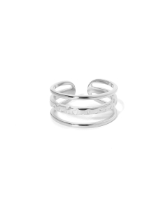 Wholesale Stainless Steel Ring Irregular Opening Ring -Steel Color-09