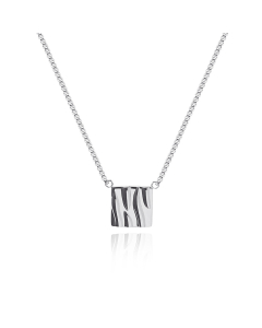 Minimalism Dune Irregular Square Current Undulating Tin Foil Stainless Steel Geometric Box Chain Necklace