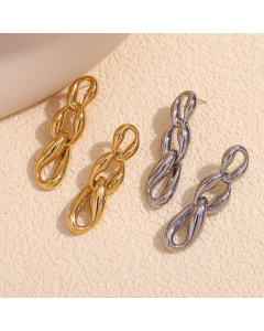 Wholesale Stainless Steel Earrings Irregular Three-ring Chain Earrings