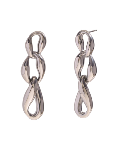 Steel Color Irregular Three-ring Chain Stainless Steel Plated 18k Gold Earrings 