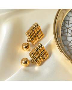 Wholesale Stainless Steel Earrings Knit Texture Geometric Ball Pendant Earrings