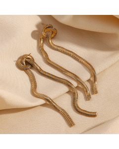 Wholesale Stainless Steel Earrings Simple Knotted Tassel Earrings 