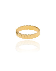 Gold Color Layered Mermaid Scale Shimmering Ring Women's Plated 18K Gold Ring Stainless Steel Ring 