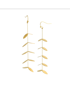 Gold Color Non-fading Plated Gold Leaf Tassel Earrings Stainless Steel Earrings 