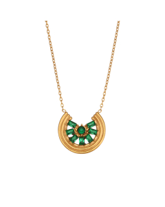 Wholesale Stainless Steel Fine Jewelry Lemon Slice Pendant Necklace Earrings Sets-Necklace-Green