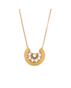 Wholesale Stainless Steel Fine Jewelry Lemon Slice Pendant Necklace Earrings Sets-Necklace-White