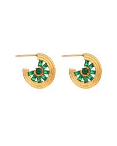 Wholesale Stainless Steel Fine Jewelry Lemon Slice Pendant Necklace Earrings Sets-Earrings-Green