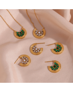 Wholesale Stainless Steel Fine Jewelry Elegant Minimalism Lemon Slice Pendant Necklace Earrings Sets