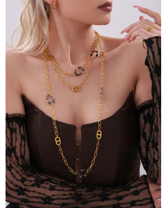 Wholesale Stainless Steel Necklace Leopard Print Long Necklace 