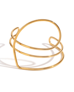 Gold Color Plated 18K Gold Line Love Stainless Steel Bracelet 
