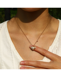 Wholesale Stainless Steel Love Inlaid Pearl Pendant Necklace