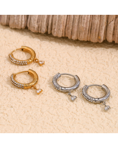 Wholesale Stainless Steel Earrings Small Love Pendant Buckle Earrings 