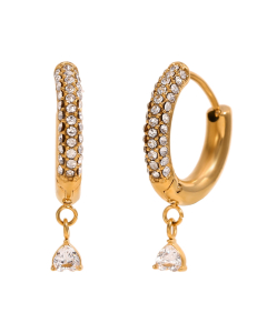 Gold Color Plated 18K Gold Small Love Pendant Buckle Stainless Steel Earrings 