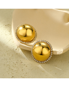 Fashion Geometric Diamond Inlaid Earrings Stainless Steel Earrings 