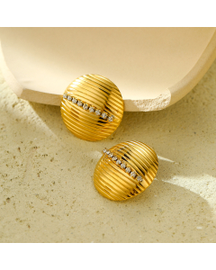 Minimalism Geometric Diamond Inlaid Earrings Stainless Steel Earrings 