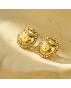 Light Luxury Geometric Diamond Inlaid Earrings Stainless Steel Earrings 