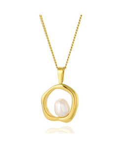 Fine Jewelry Geometric Pearl Necklace Wholesale Stainless Steel Pendant Necklace
