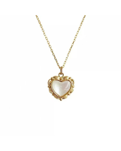 Minimalism Plated 18K Gold Love Shell Pearl Necklace Wholesale Stainless Steel Pendant Necklace