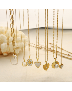 Love Shell Pearl Necklace Wholesale Stainless Steel Pendant Necklace