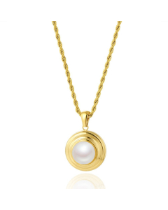 Simple Style Round Pearl Necklace Wholesale Stainless Steel Pendant Necklace