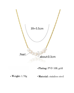 Plated 18K Gold Pearl Necklace Wholesale Stainless Steel Pendant Necklace