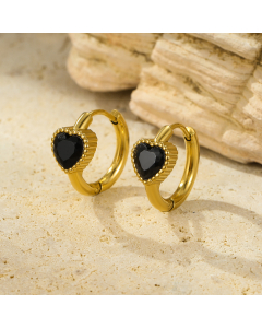 Black Love Zircon Earrings Stainless Steel Earrings 