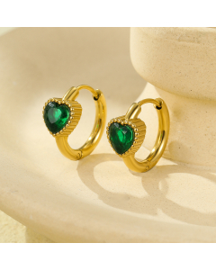 Green Love Zircon Earrings Stainless Steel Earrings 