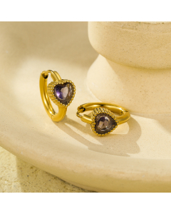 Purple Love Zircon Earrings Stainless Steel Earrings 