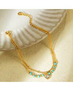 Wholesale Stainless Steel Bracele Natural Stone Beaded Love Zircon Inlaid Bracelet