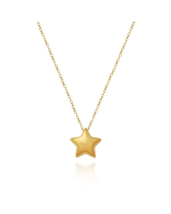 Fashion Simple Style Lucky Star 18K Gold Plated Pentacle Stainless Steel Clavicle Chain Neckalce